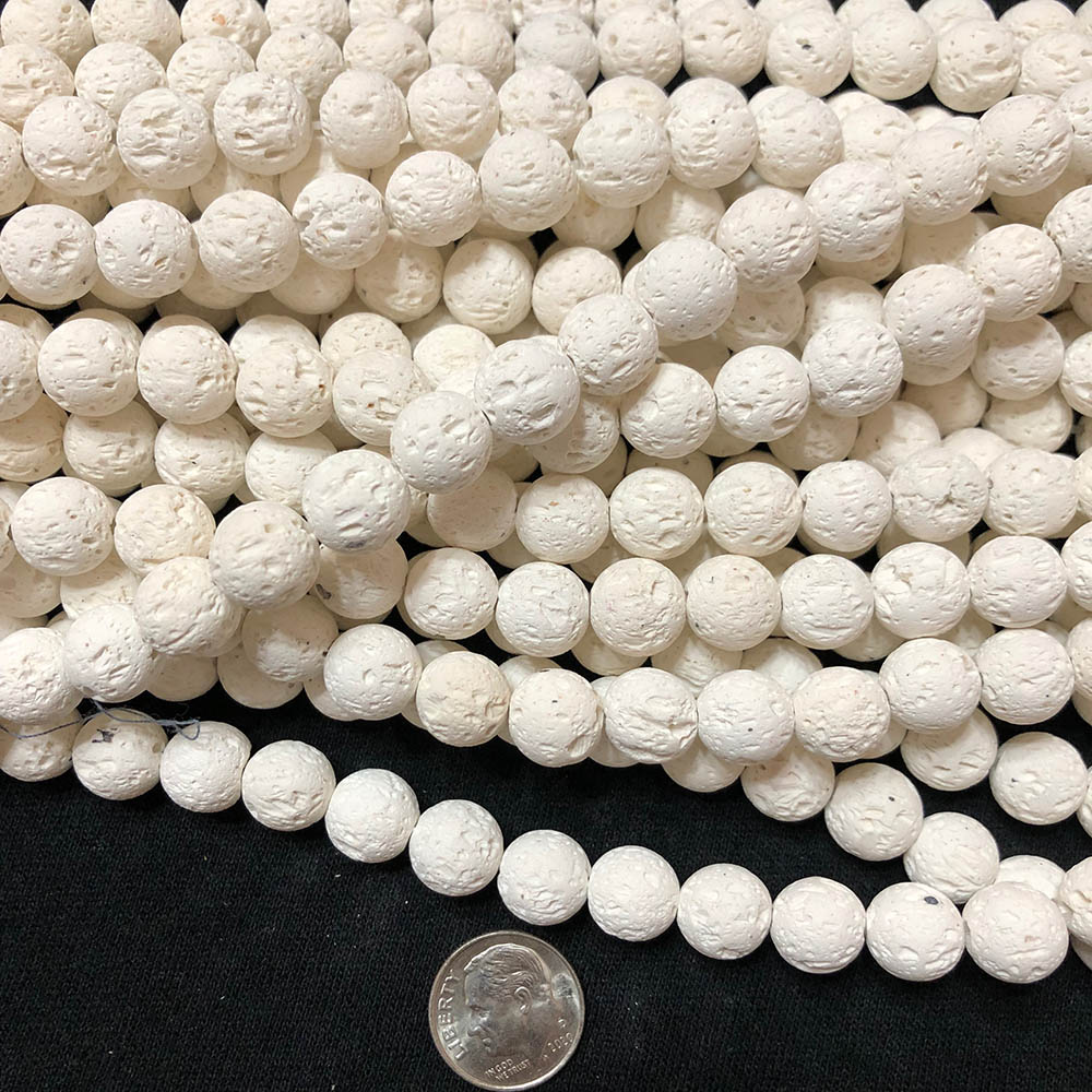 White Lava Smooth Round Beads