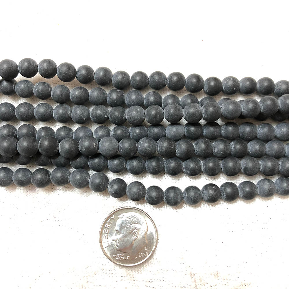 Black Lava Small Smooth Round Beads