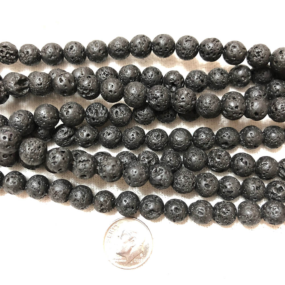 Medium Black Lava Round Beads