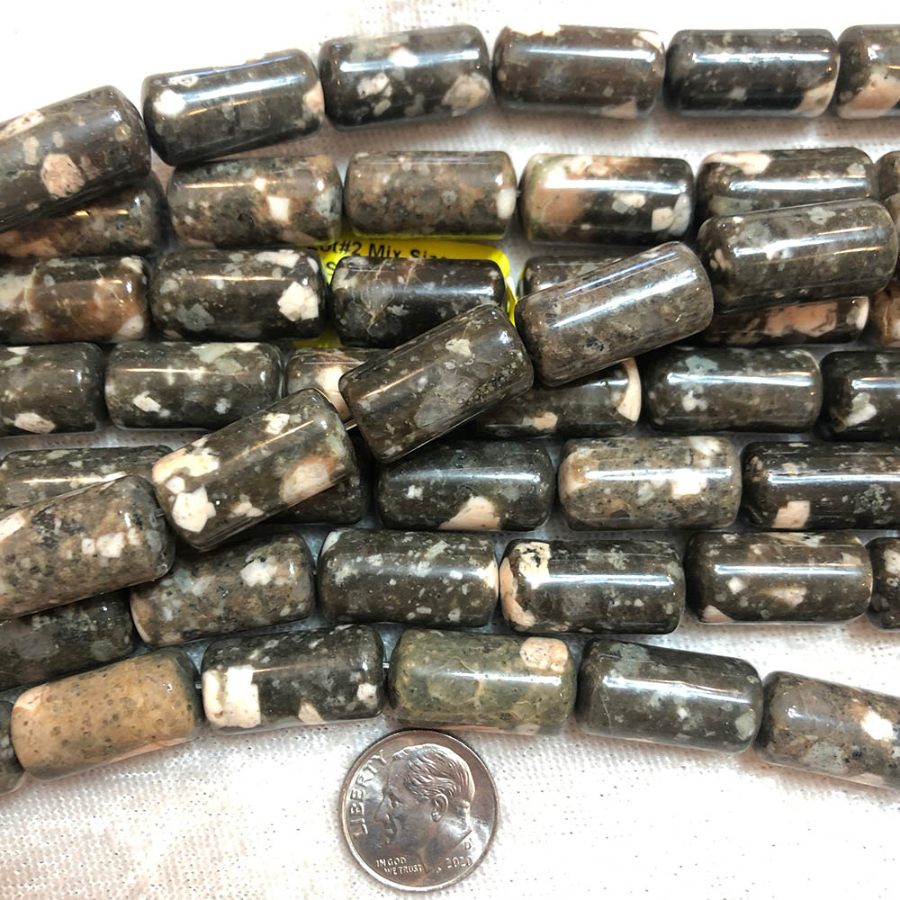 Dark Chita Stone Jasper Tube Beads