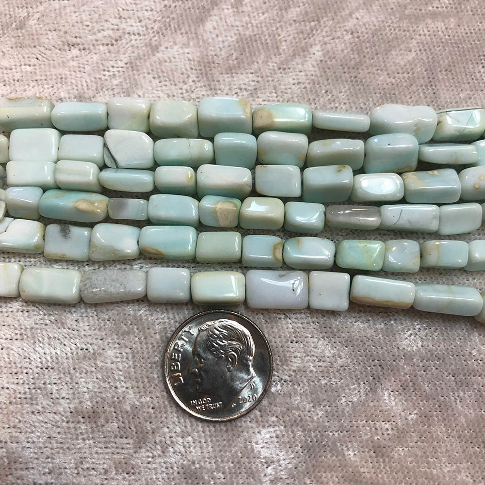 Light Blue Peruvian Opal Flat Rectangle Beads