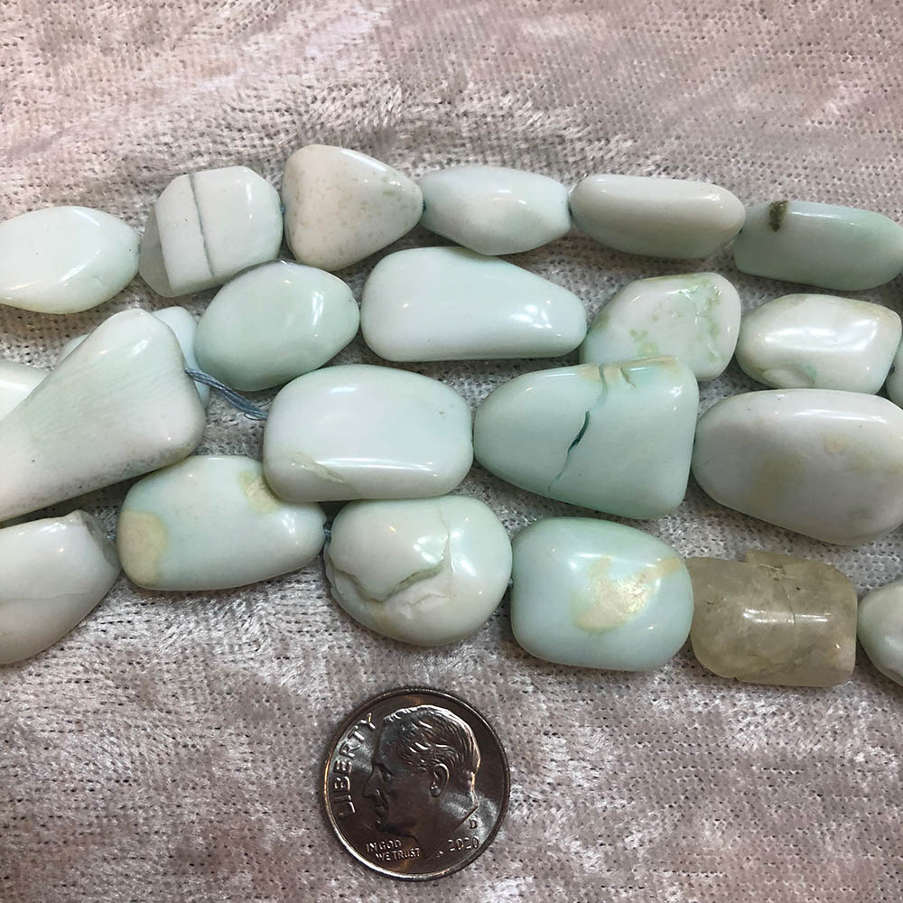 Light Blue Peruvian Opal Polished Nugget Beads