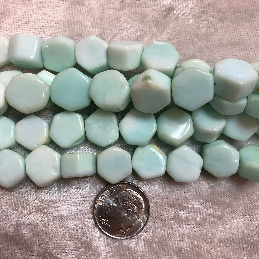 Small Light Blue Peruvian Opal Octagon Beads