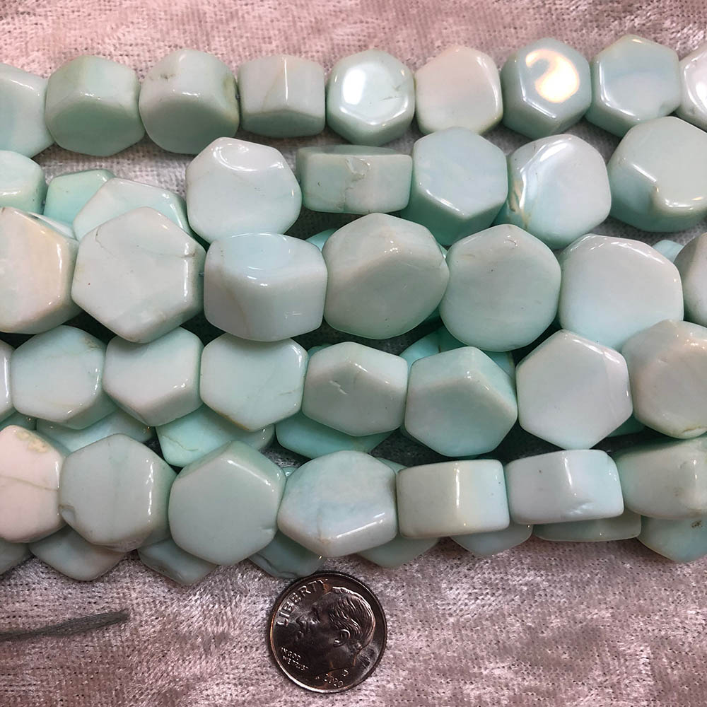 Large Light Blue Peruvian Opal Octagon Beads