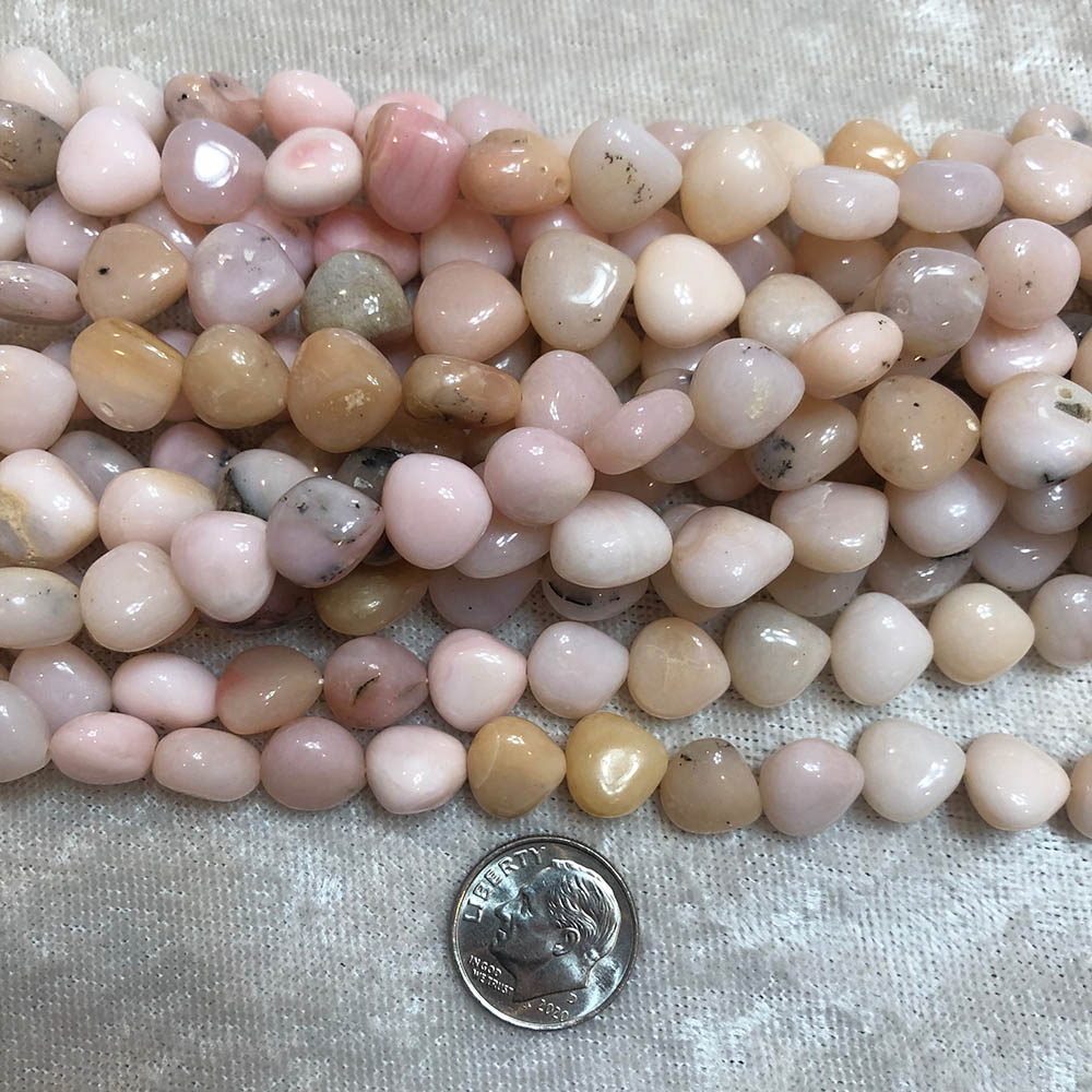 Pink Opal Rounded Flat Drop Shape Beads