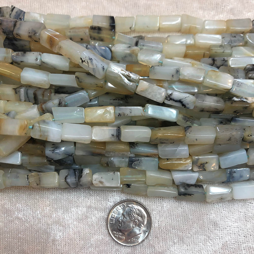 Medium Opal Rectangle Tube Beads