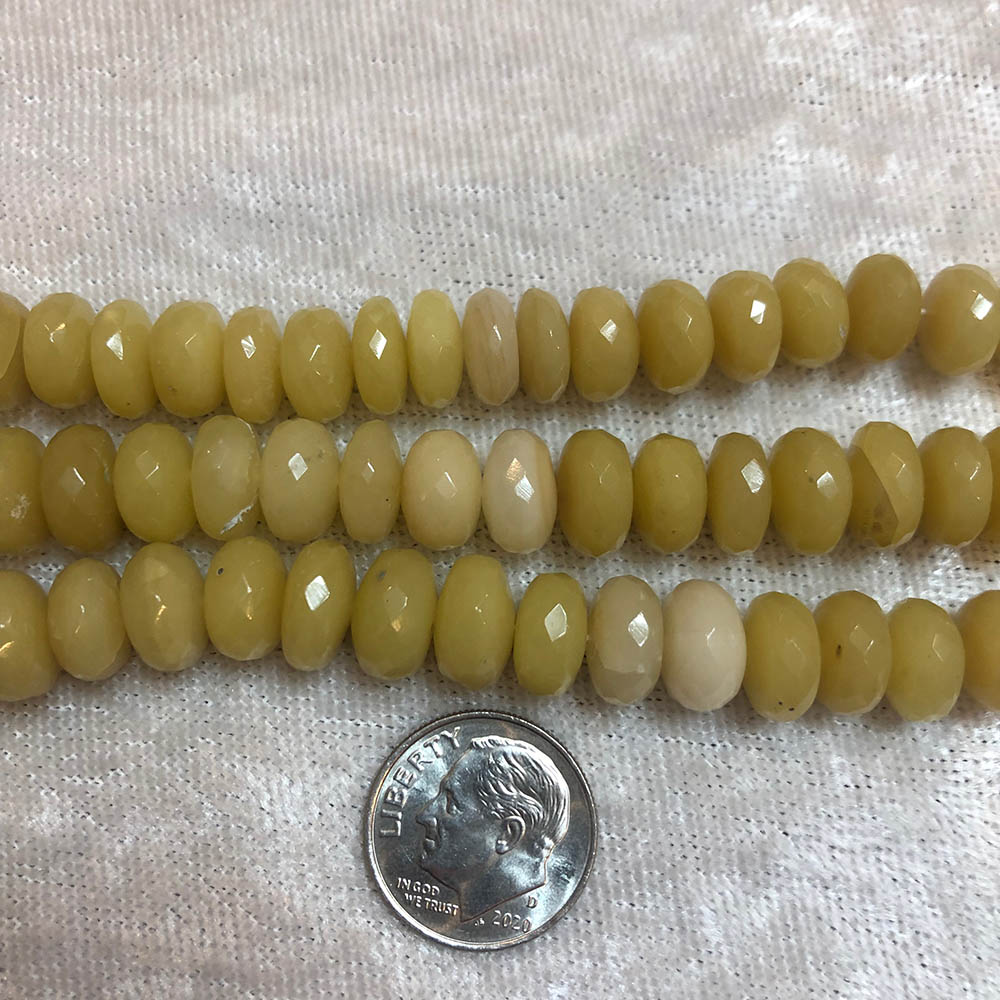 Large Yellow Opal Faceted Rondelle Beads