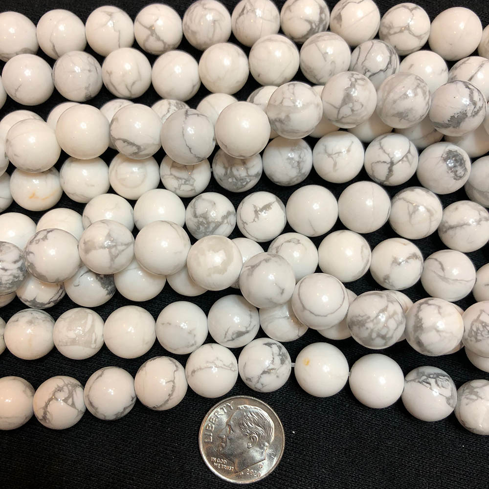 White Turquoise Natural Howlite Large Round Beads