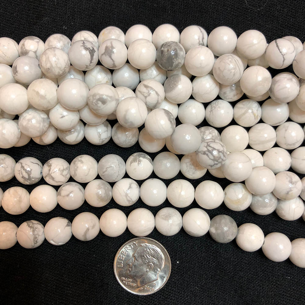 White Tuquoise Natural Howlite Small Round Beads