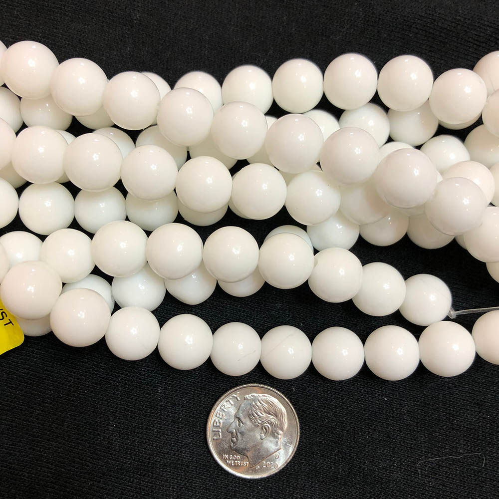 White Synthetic Agate Medium Round Beads