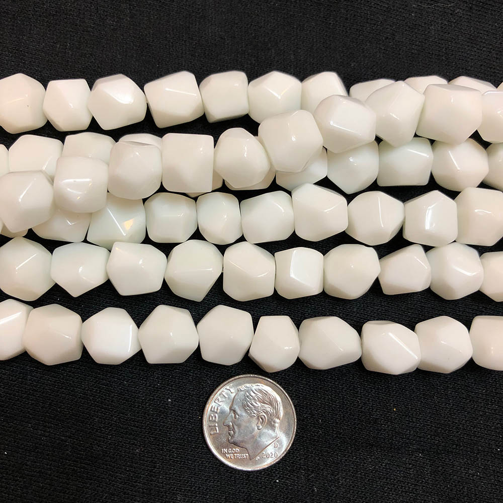 White Synthetic Agate Medium Faceted Nugget Shape Beads