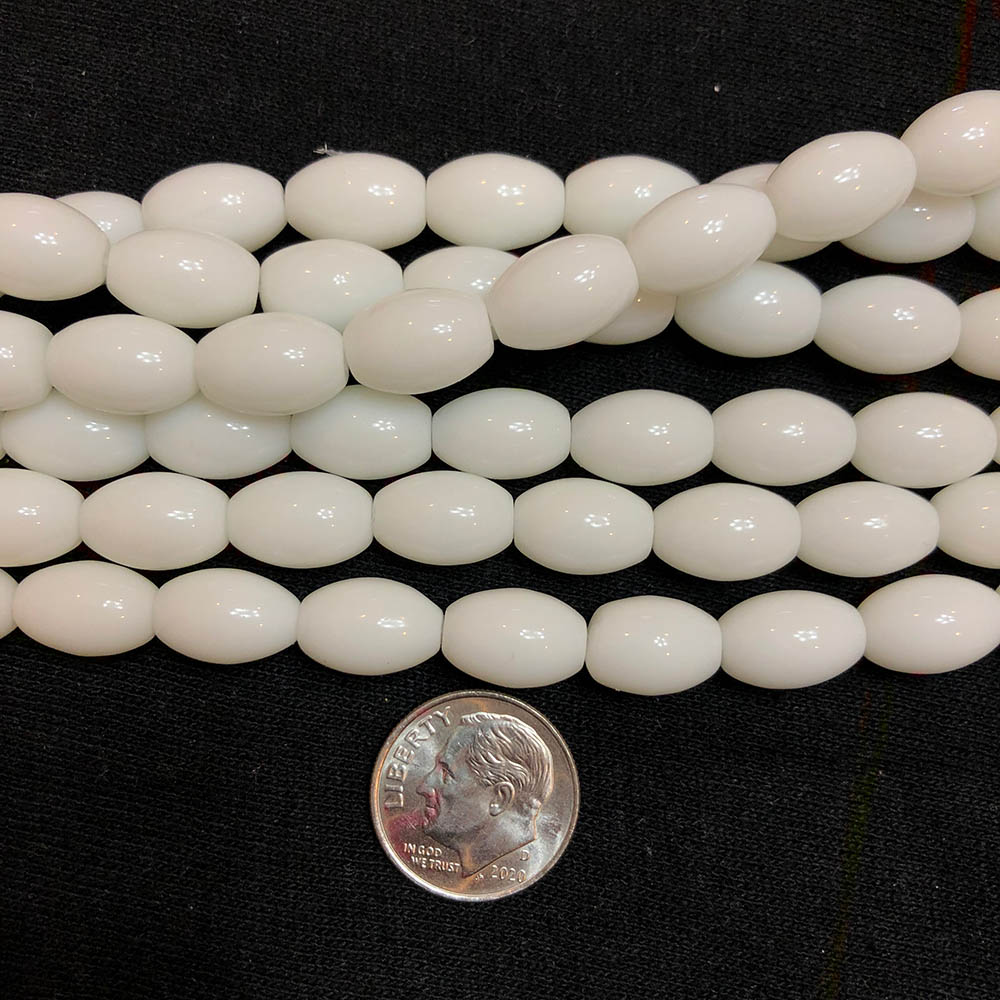 White Synthetic Agate Medium Rice Shape Beads