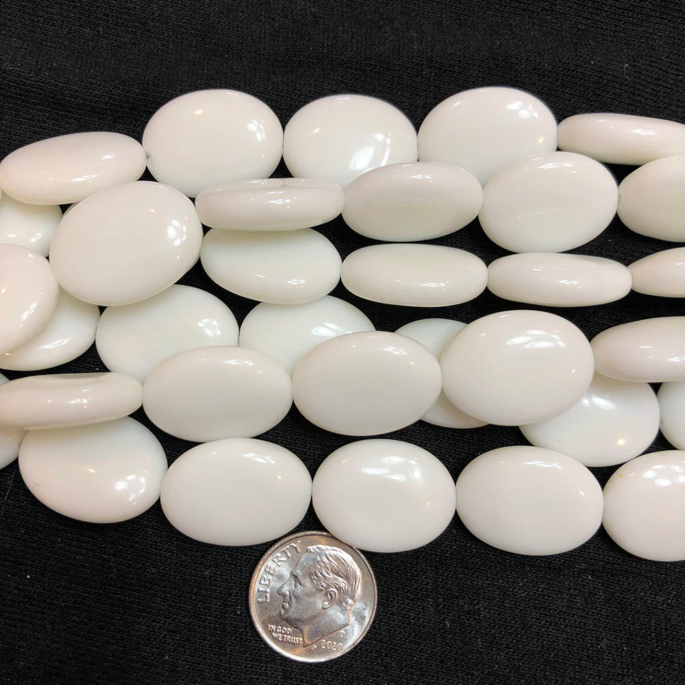 White Synthetic Agate Large Oval Shape Beads