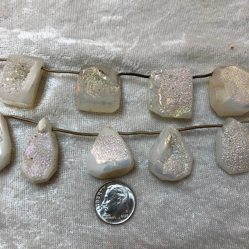 Opal Druzy Metallic Face Top-Drilled Beads