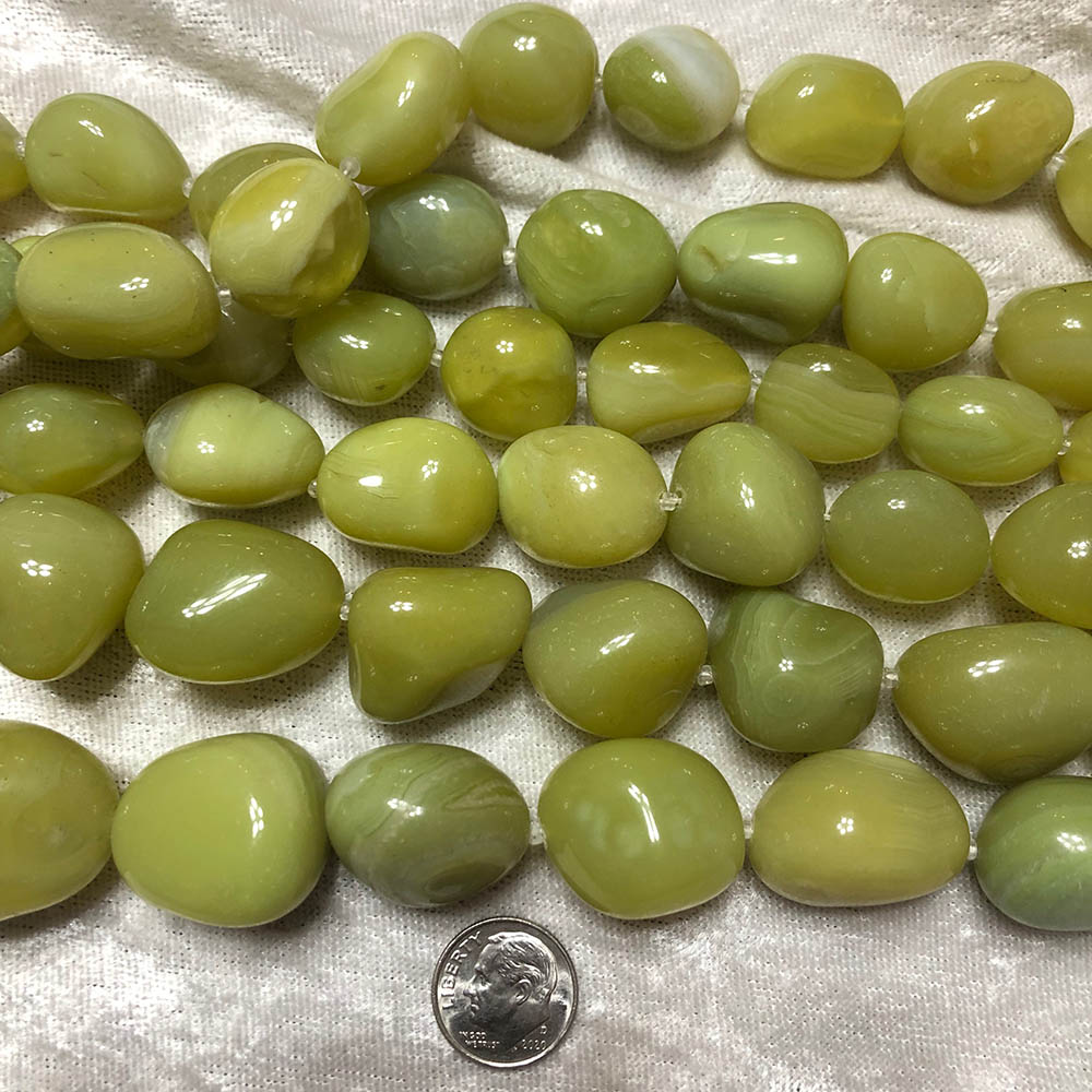 Margarita Green Chalcedony Large Polished Nugget Beads