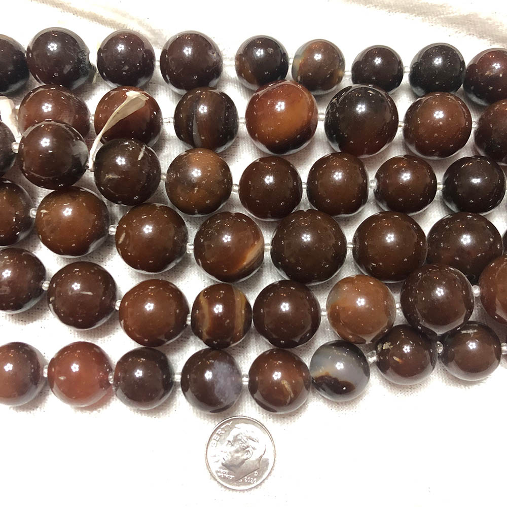 Caramel Brown Chalcedony Large Round Beads