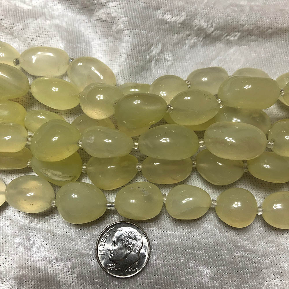 Light Green Chalcedony Medium Polished Nugget Beads