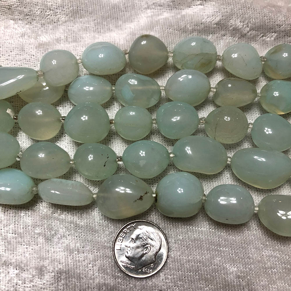 Light Blue Chalcedony Medium Polished Nugget Beads