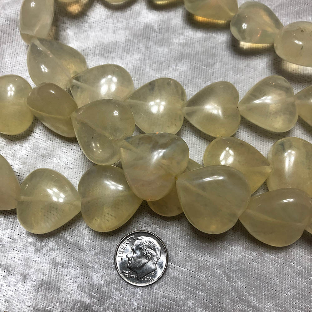 Light Green Chalcedony Large Heart Beads