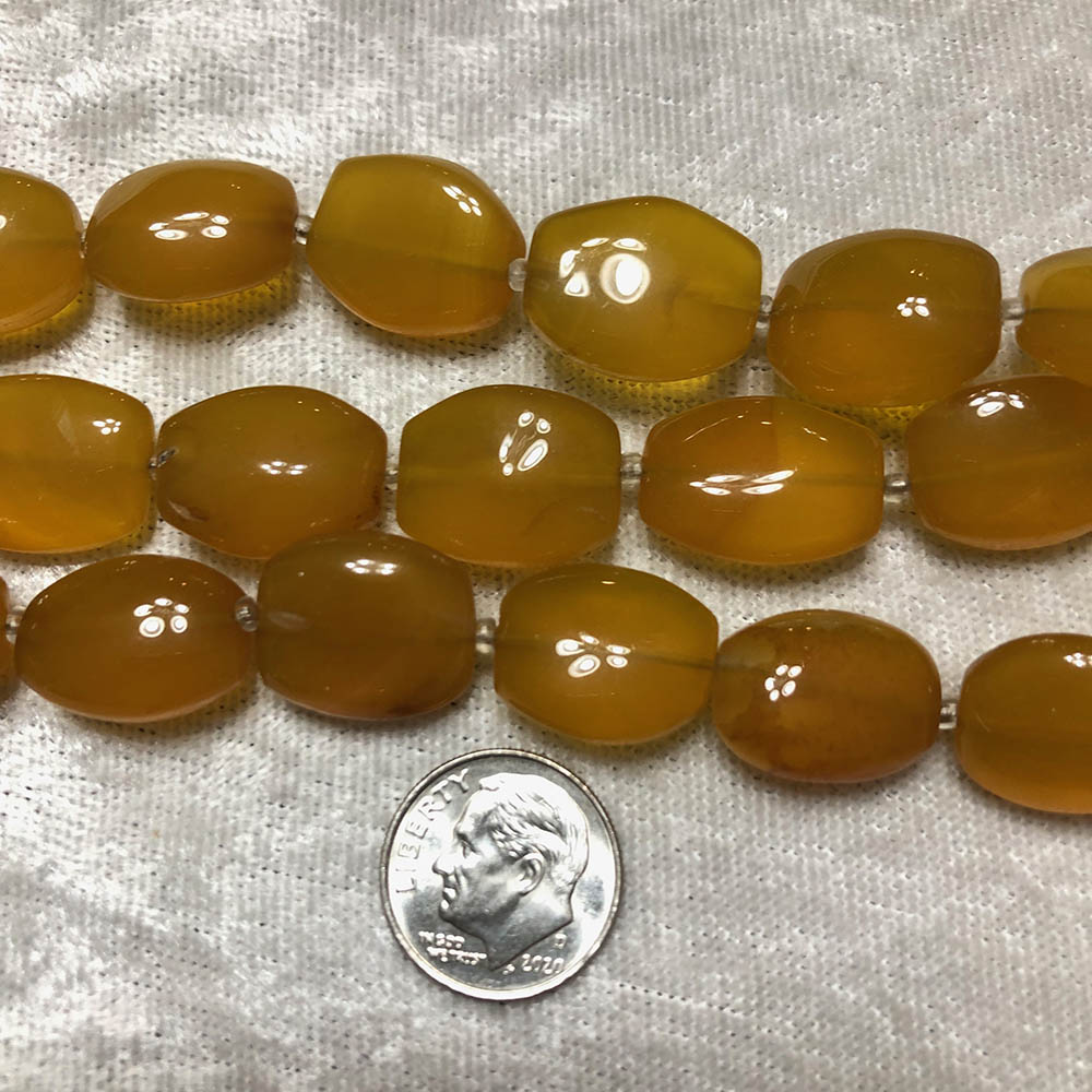 Honey Yellow Chalcedony Flat Oval Shape Beads