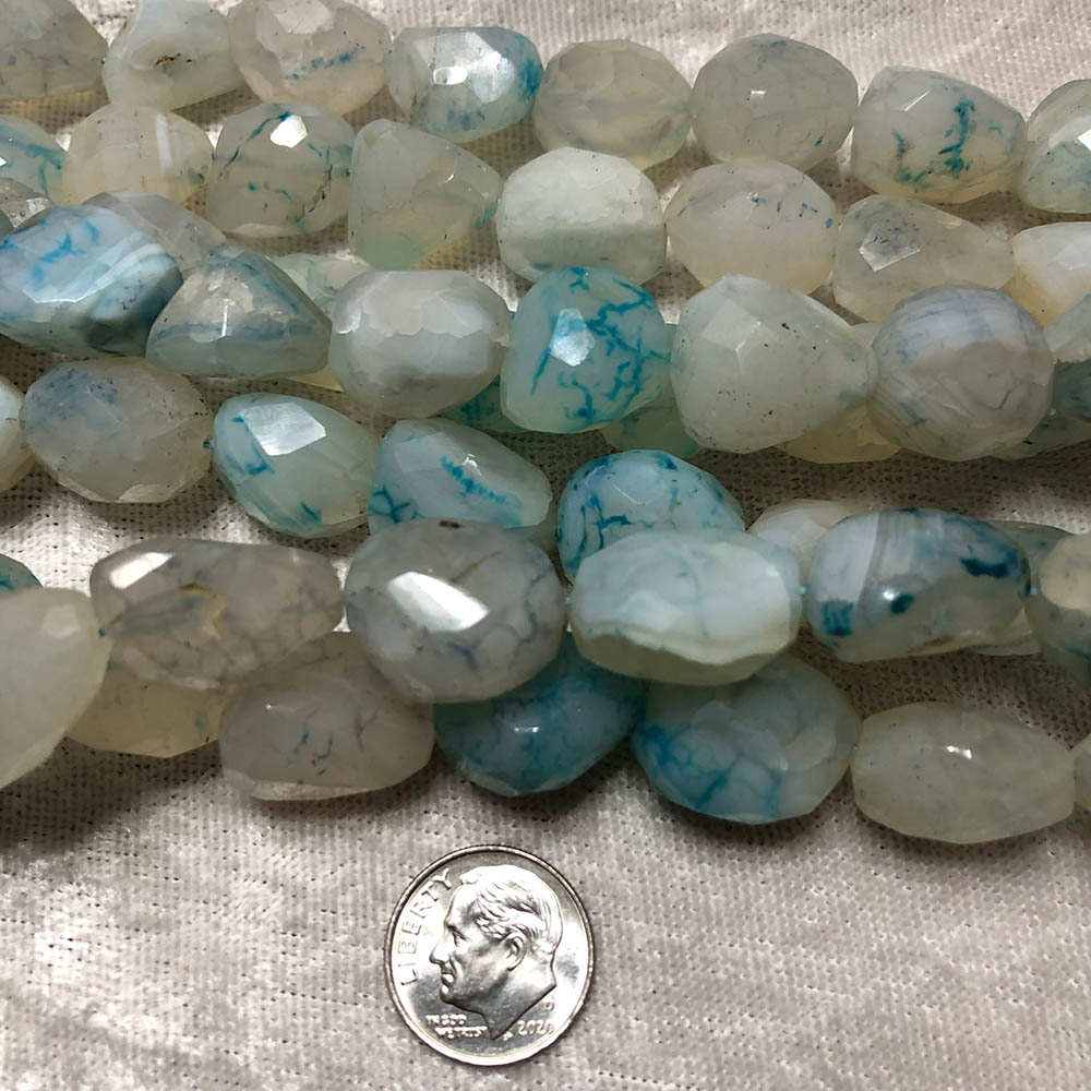 Light Blue Chalcedony Medium Faceted Nugget Beads