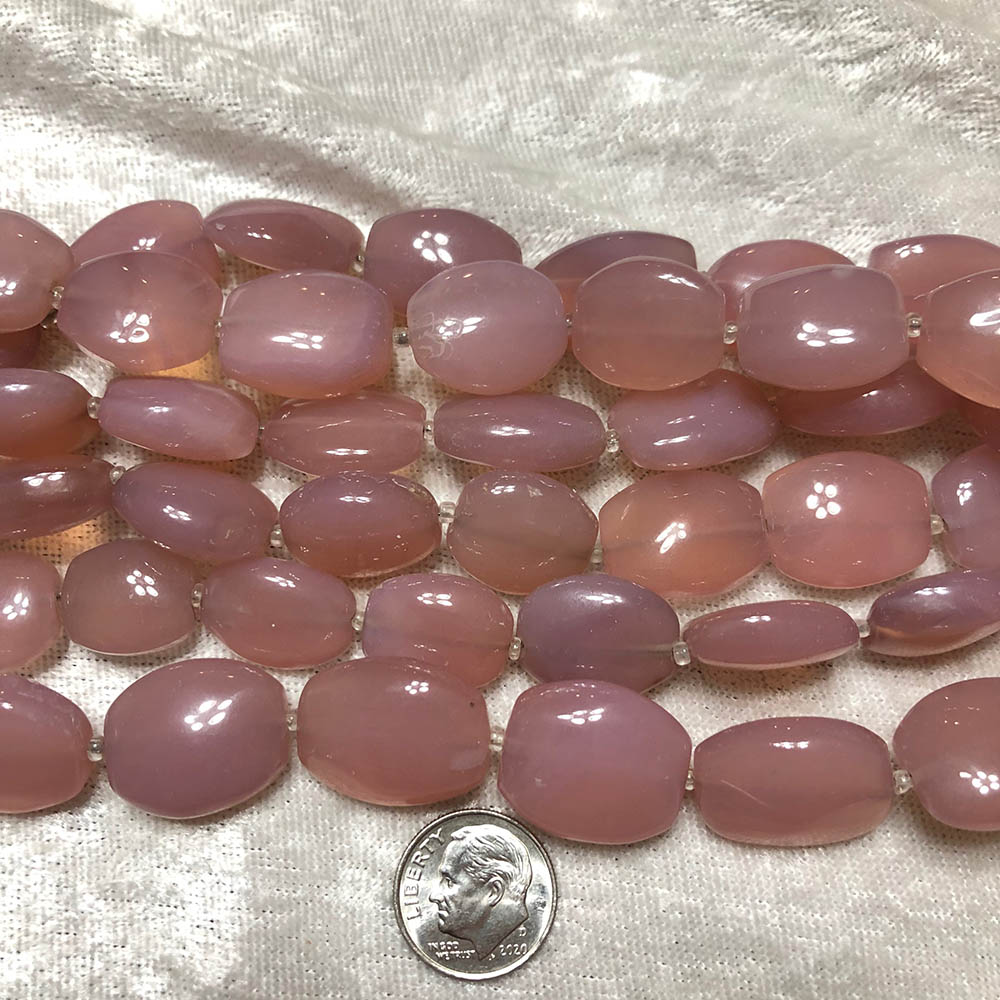 Pink Chalcedony Medium Flat Oval Beads