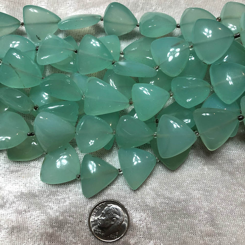 Turquoise Blue Chalcedony Medium Flat Triangle Beads