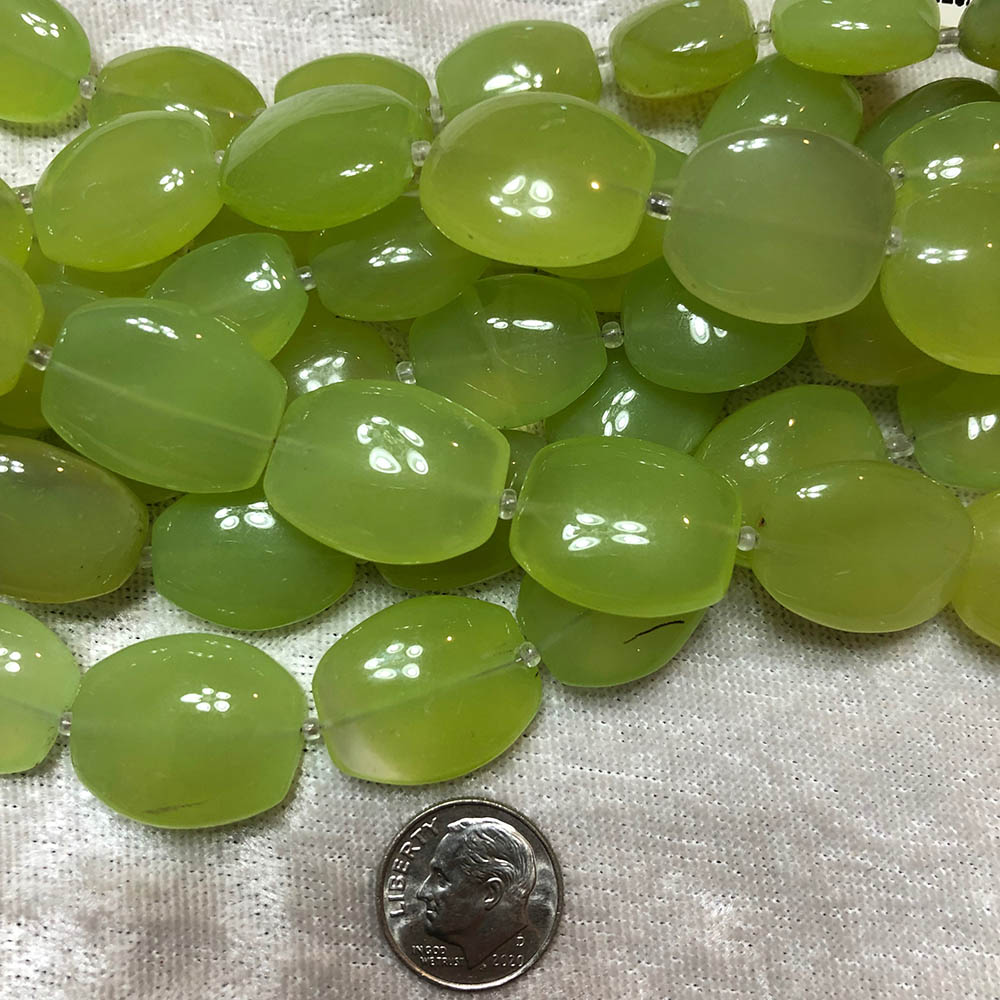 Margarita Green Chalcedony Medium Flat Squared Oval Beads