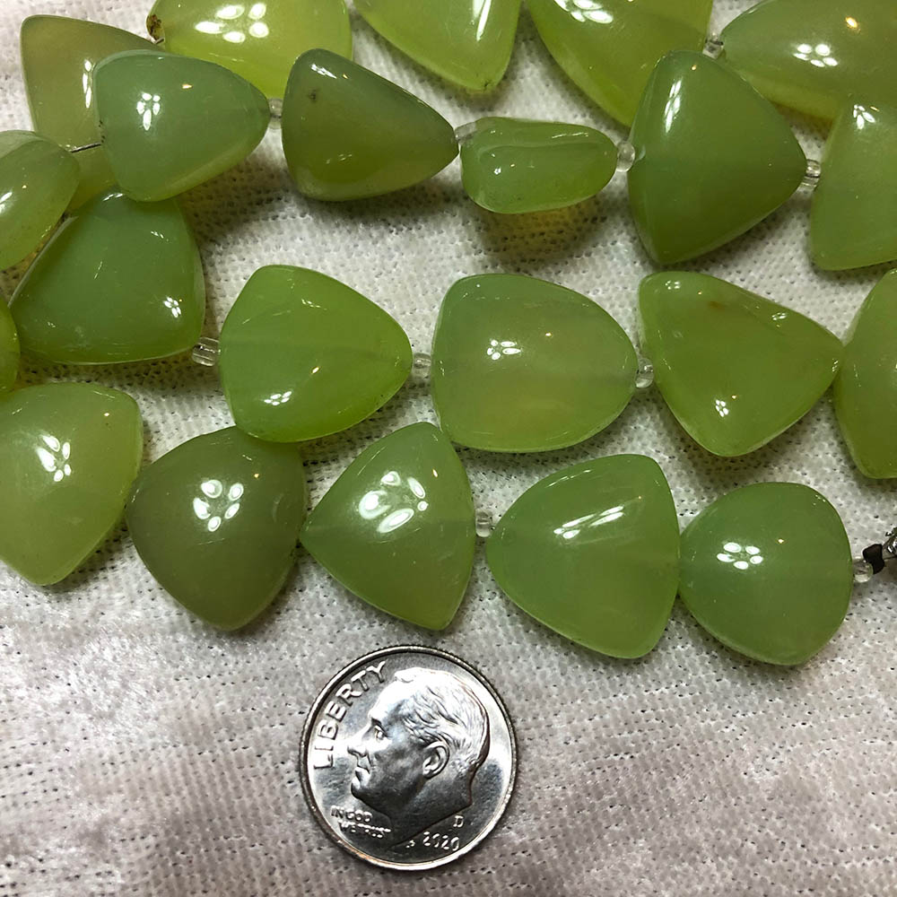 Margarita Green Chalcedony Medium Flat Triangle Beads