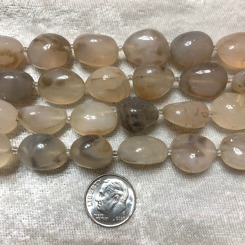 Natural Chalcedony Medium Polished Nugget Beads