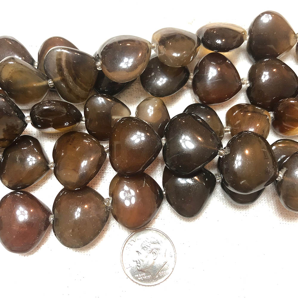 Caramel Brown Chalcedony Medium Oval Nugget Shape Beads