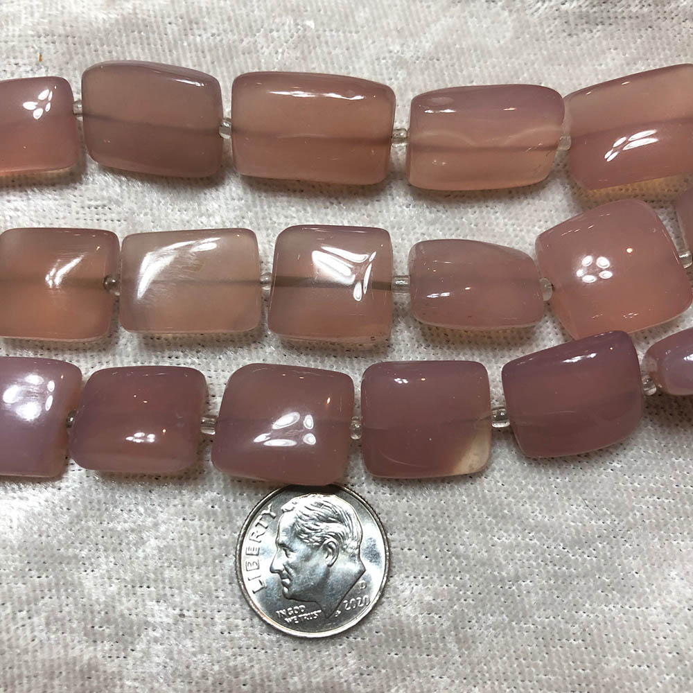 Pink Chalcedony Medium Flat Rectangle Beads