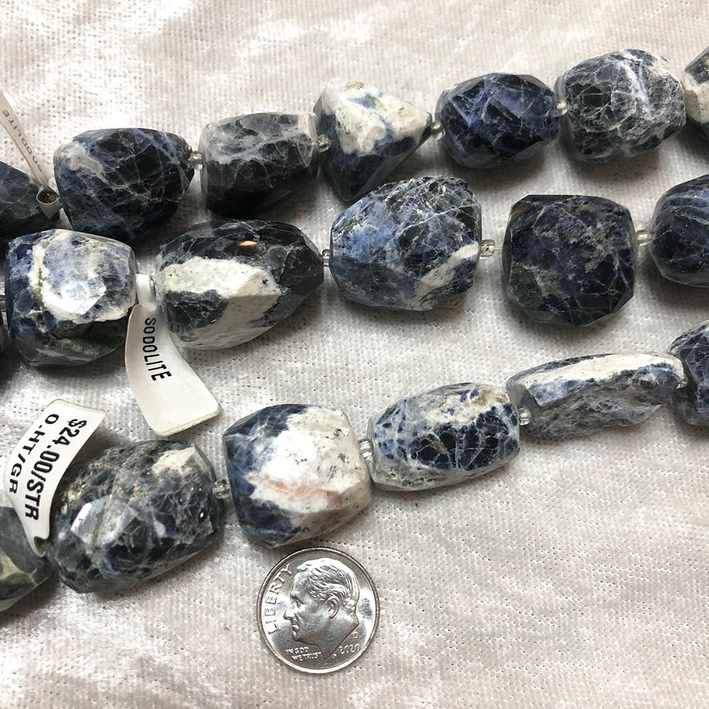 Large Sodalite Faceted Nugget Beads