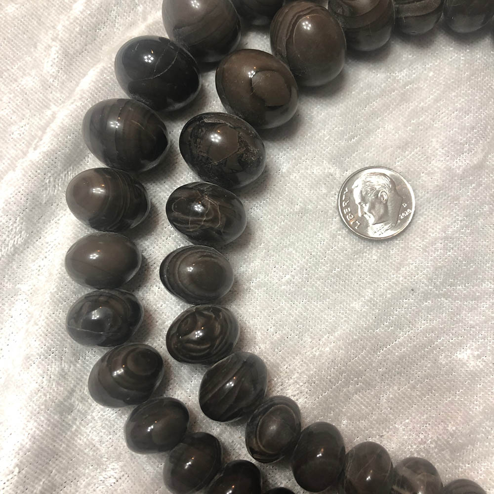 Dark Brown Wood Jasper Large Graduated Rondelle Beads