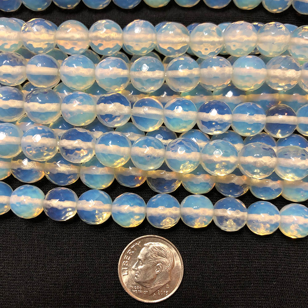 Large Opalite Faceted Round Beads