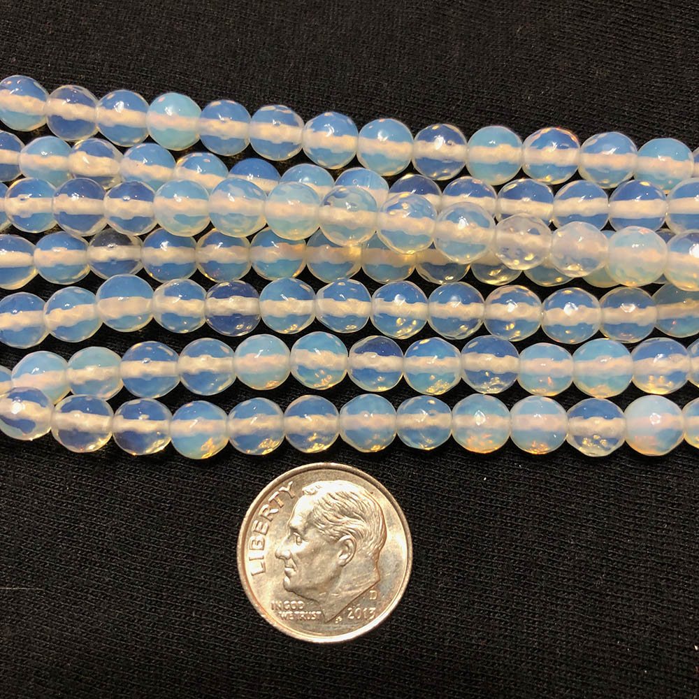 Small Opalite Faceted Round Beads