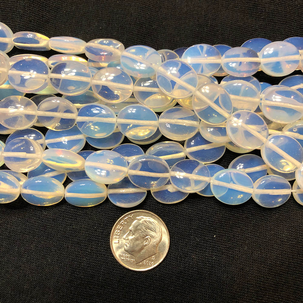 Large Milky Opalite Flat Oval Beads