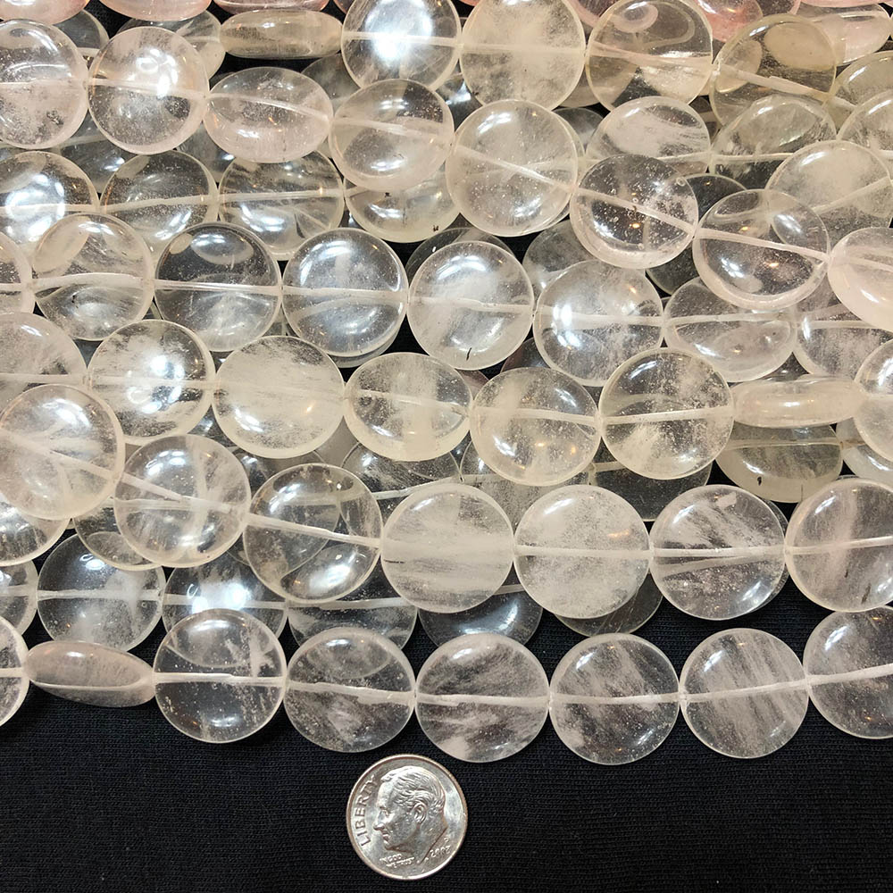 Large Quartz Crystal Round Disc Beads