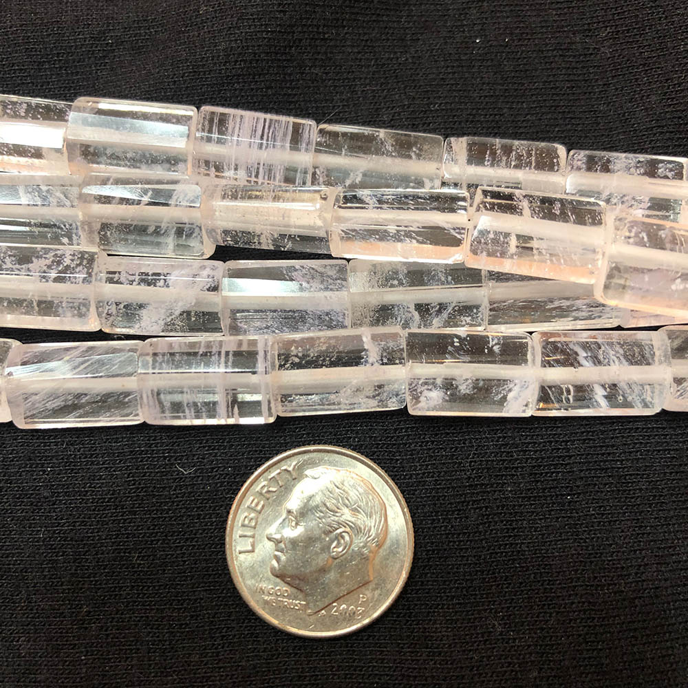 Clear Quartz Crystal Faceted Rectangle Beads