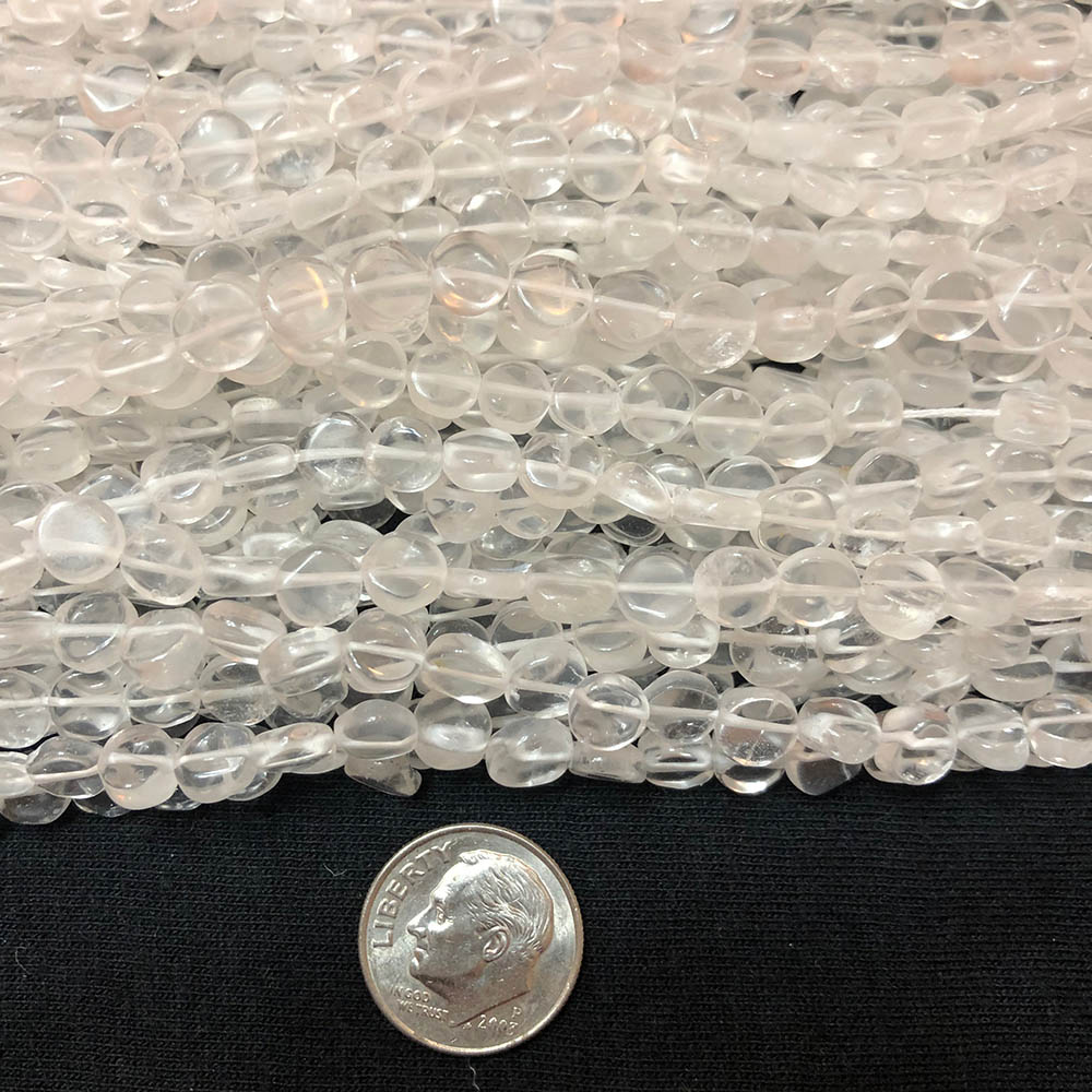 Small Clear Quartz Crystal Flat Disc Beads