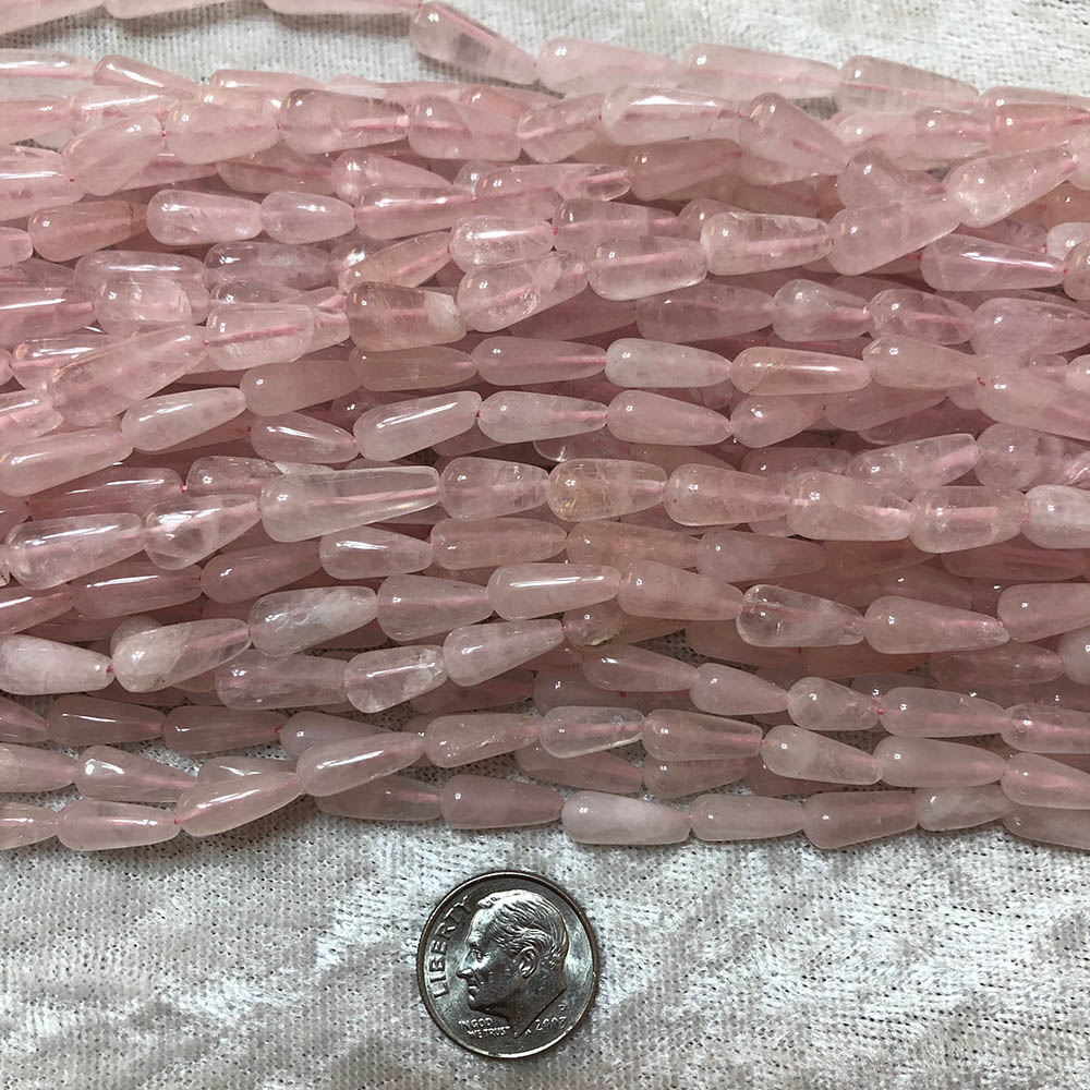 Cloudy Rose Quartz Medium Drop Shape Beads