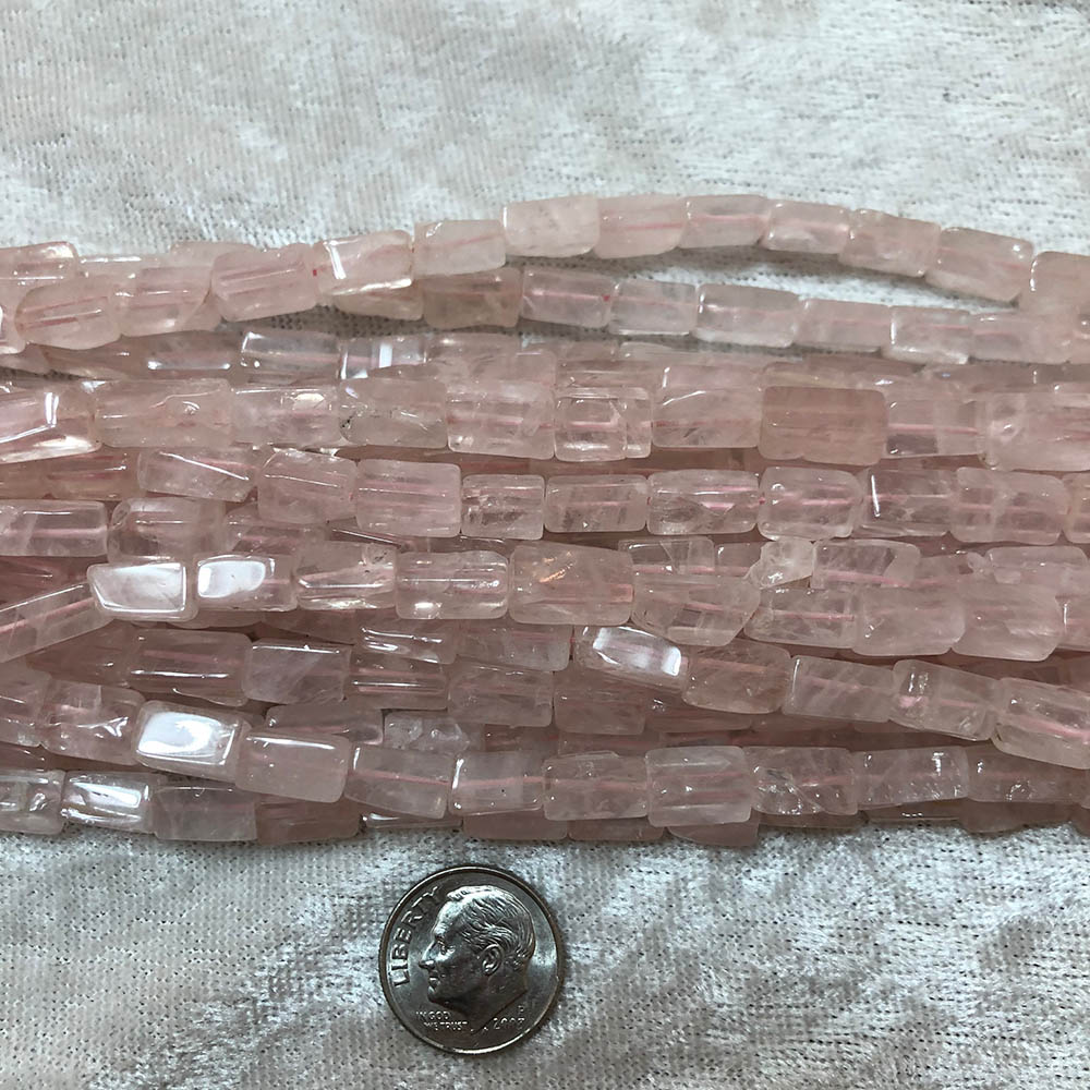 Clear Rose Quartz Medium Rectangle Tube Shape Beads