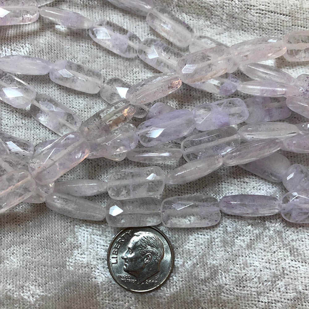 Clear Rose Quartz Faceted Flat Rectangle Beads