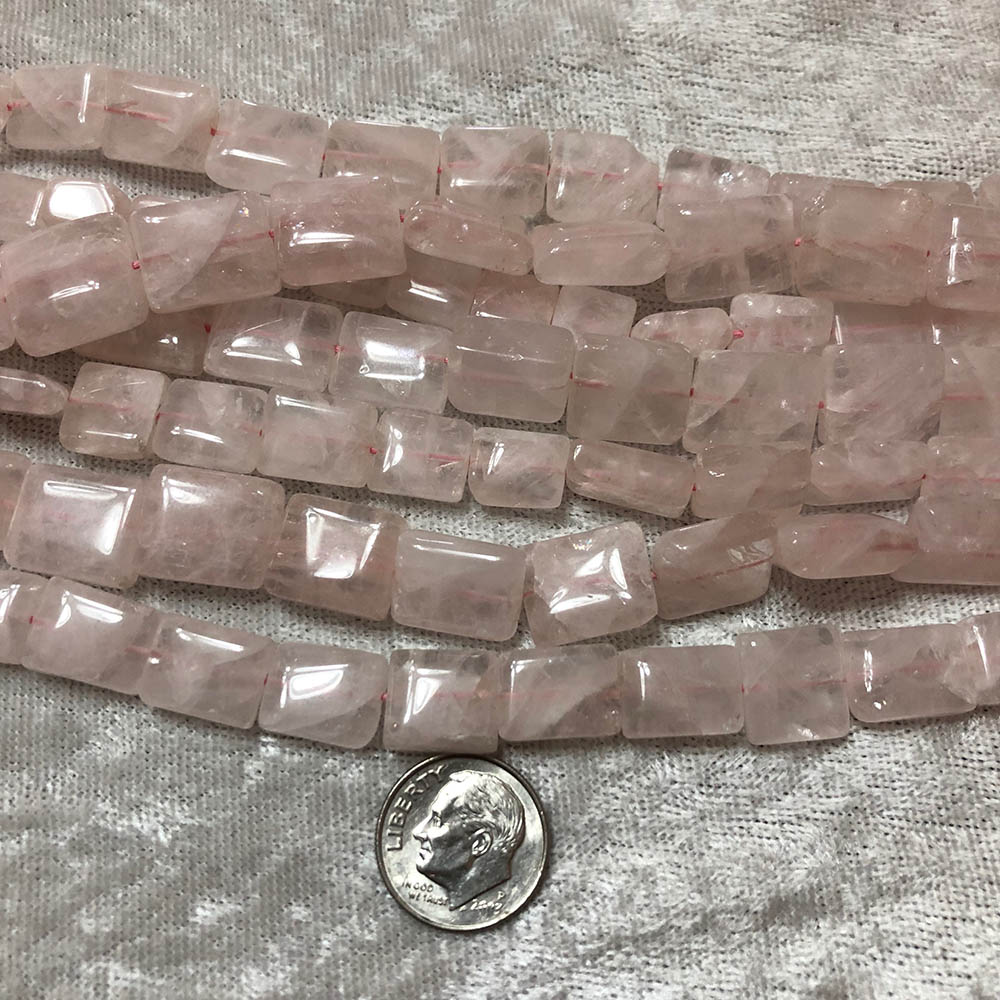 Rose Quartz Flat Rounded Rectangle Beads