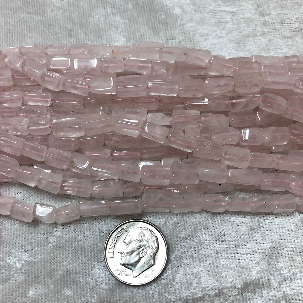 Medium Rose Quartz Rectangle Tube Beads