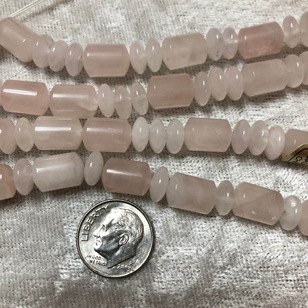 Barrel and Rondelle Rose Quartz Beads