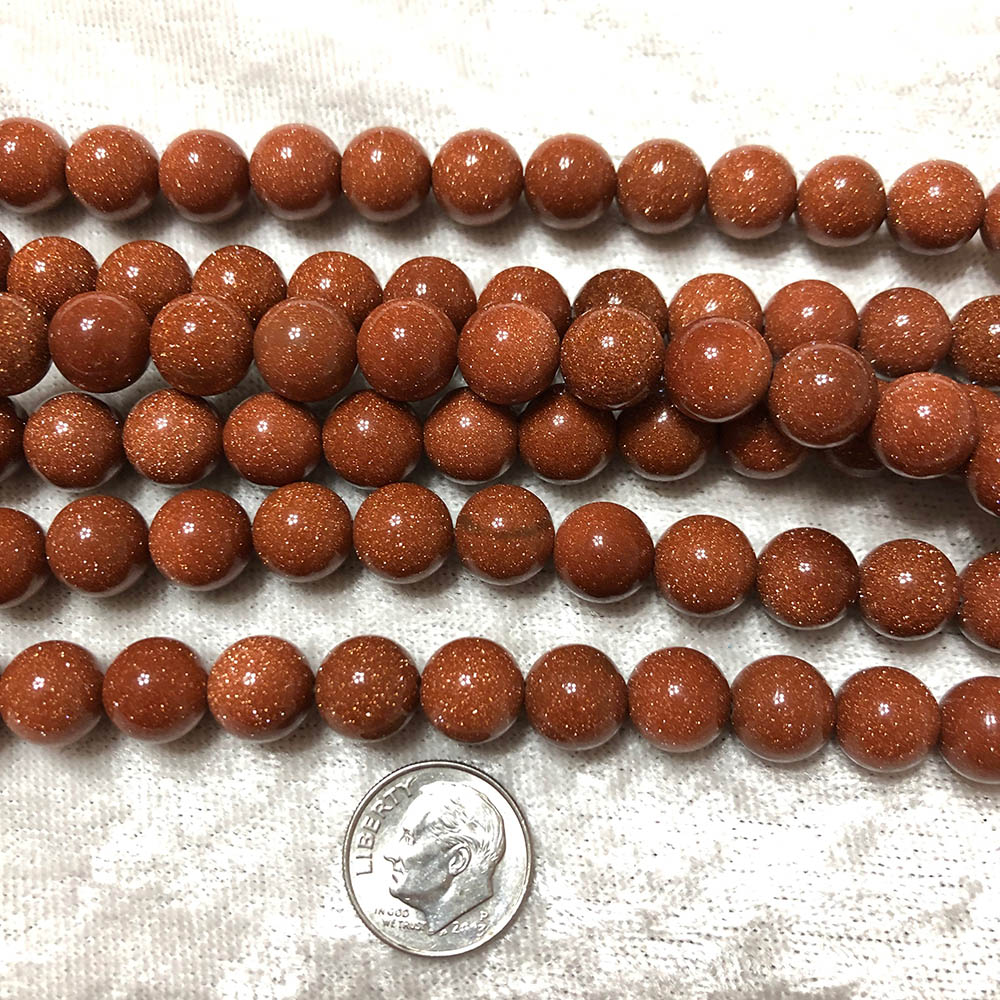 Brown Goldstone Round Beads 10mm