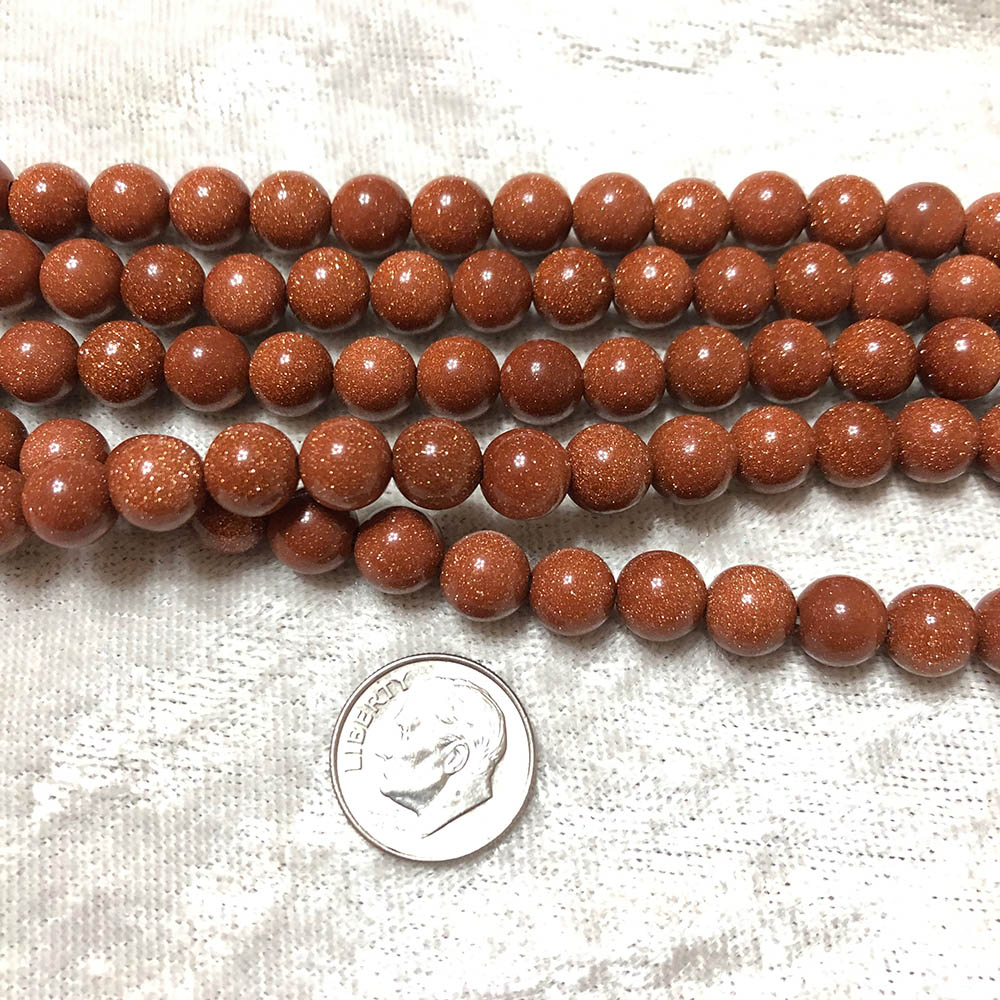 Brown Goldstone Round Beads 8mm