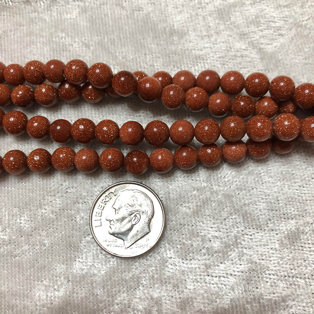 Brown Goldstone Round Beads 6mm