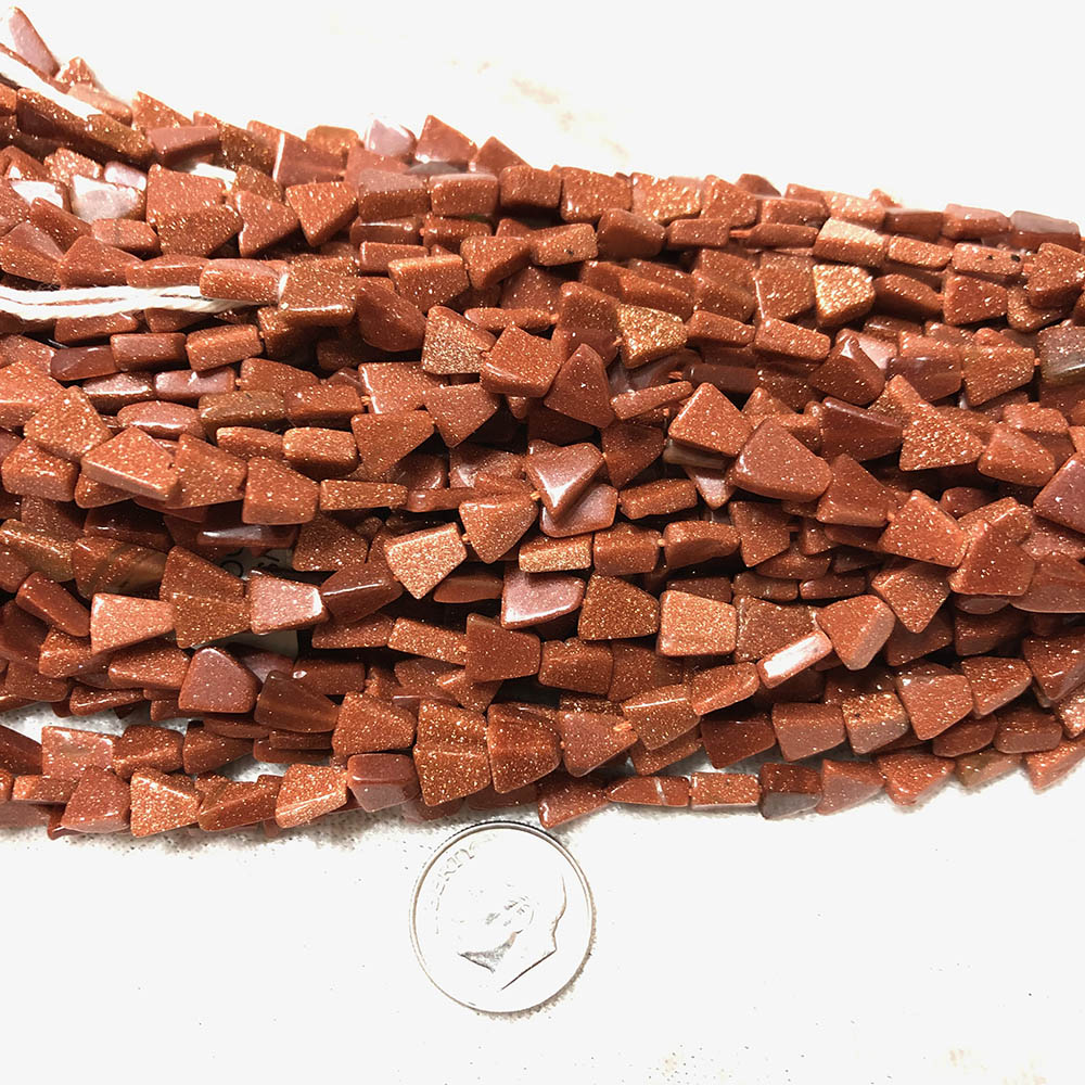 Brown Goldstone Small Flat Triangle Beads